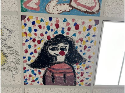  Painted ceiling tile